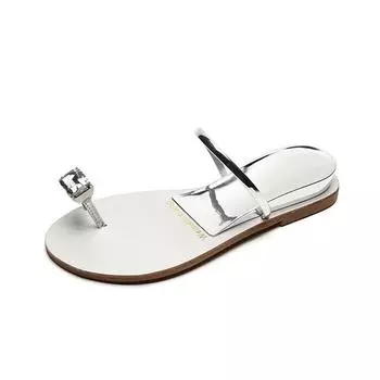 Sheepskin version~ Summer with rhinestones, pigeon egg inner height increase, toe flat-bottomed slippers, women s fashion sandals 34