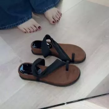 Sheepskin version~ thick-soled set of toes with slippers, wearing retro leopard print cool slippers, round head temperament sandals 35