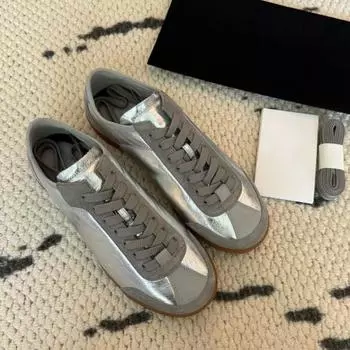 Sheepskin version~ ultra-soft-soled leather casual silver German training shoes women s spring new thick-soled small leather shoes loafers si 35