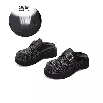 Sheepskin woven bag head slippers women s 2025 summer new high-end temperament sandals women s casual versatile half-drag women 35