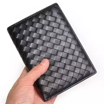 Sheepskin Woven Passport Bag Abroad Document Package Card Holder Portable Multifunctional Storage Large Capacity Passport Case Protective Case Black