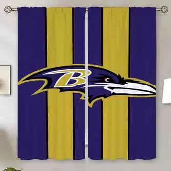 Sheer Curtains for Bedroom B-Bal-timore -Ravens Chiffon Curtain Tiebacks Customs Free Shipping Products Tulle for Living Room W50xH70cmx2pcs-CL
