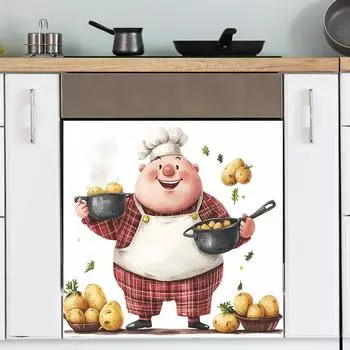 Шеф-повар Кухонные принадлежности Почва Бобовая кухня Ресторан Домашний фон Ландшафтный дизайн Декоративные настенные наклейки 34*34cm/fun-f318