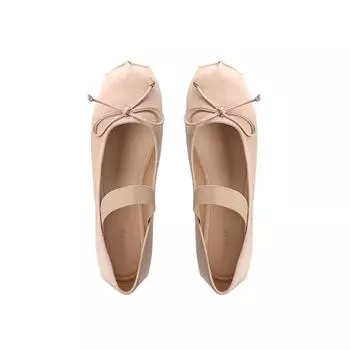 [Shei] First meeting in July~ A bow-tie shallow mouth flat-bottomed ballet single shoe woman 34