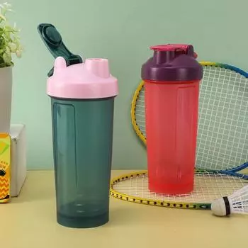 Шейкер для протеина с блендерным шариком 600 мл, портативный шейкер с широким горлом, чашка для легкого смешивания, шейкер для сывороточного протеина, бутылка для коктейлей, добавок 600ML белый