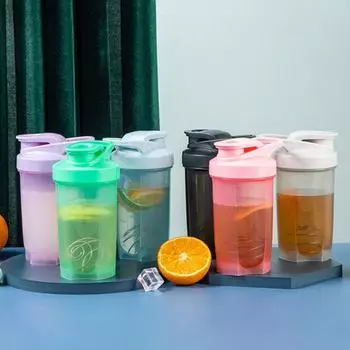 Шейкер для протеинов с шаром для блендера, 500 мл, широкое горлышко для легкого смешивания чёрный