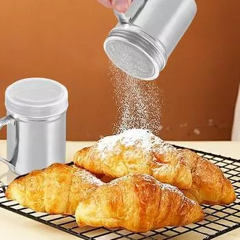 Шейкер для пудры, сахарница, пудреница, нержавеющая сталь, мелкоячеистые шейкеры, нержавеющая сталь, солонка и перечница для приготовления пищи на кухне серебряный