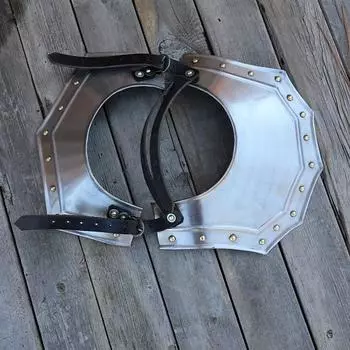 Шейная пластина для брони эпохи Возрождения - сталь 18-го калибра, ручная ковка, функциональная копия, регулируемая костюмная броня для реконструкции