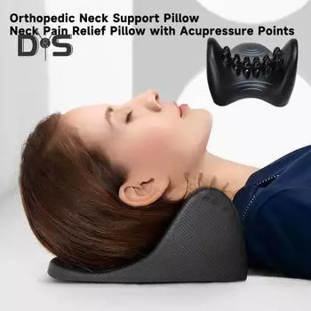 Шейная вытяжная подушка для облегчения боли в шее, восстановление акупунктурной массажной подушки, хроническая боль, головные боли, ортез для снятия стресса, терапия для домашнего использования чёрный