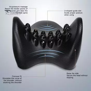 Шейная вытяжная подушка для облегчения боли в шее, восстановление акупунктурной массажной подушки, хроническая боль, головные боли, ортез для снятия стресса, терапия для домашнего использования чёрный