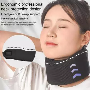 Шейный бандаж Эргономичный мягкий дышащий Высокоэластичная губка Сверхлегкая регулируемая поддержка шеи Облегчение боли Обертывание для шеи Уход за шеей Mens чёрный
