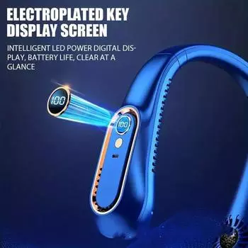 Шейный безлопастной вентилятор Мини-сверхдолгий срок службы Портативный ленивый бесшумный вентилятор USB-зарядка Студенческий спортивный офис Цифровой дисплей Мощность 5 передач белый