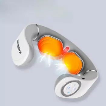 Шейный массажер, массажер для шеи и шеи, горячий компресс, инструмент для шейного отдела позвоночника, модный подарок, низкочастотный импульсный инструмент для защиты шеи Hot compress buzz model белый