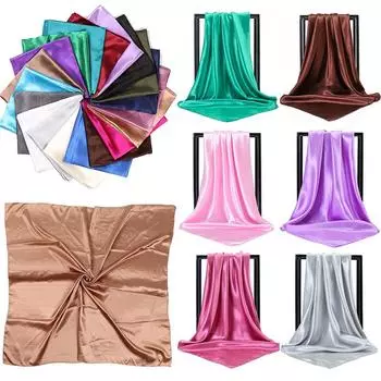 Шейный платок, мягкий, простой, атласный, платок, повязка на голову, хиджаб, женский, 90x90 см, квадратный, высококачественный, шарф, горячая распродажа, блестящий шелковый шарф, аксессуары