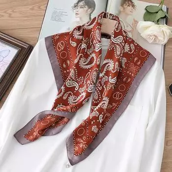 Шейный платок с принтом пейсли, сумка, шарфы, женские шарфы 70*70 см, маленькие шали, атласные женские шарфы на шею