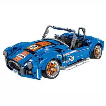 Shelby Cobra 427 Hypercar MOC 022025-1, классическая ретро модель спортивного автомобиля, строительные блоки, кирпичи, креативный набор игрушек для детей, подарок для мальчиков белый