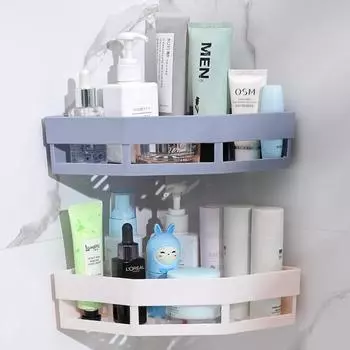 Shelf Bathroom Shelf Organizer Toilet Shampoo Gel Storage Basket Decoration Bathroom Corner Shower Shelf Rack Holder Accessories серый