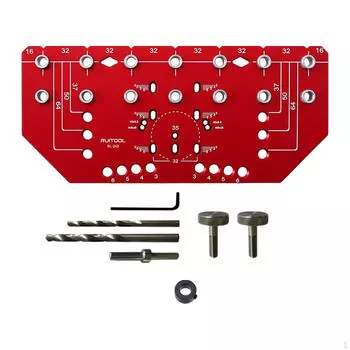 Shelf Pin Jig and Hinge 2-in-1 Metal Drillings Red Aluminum Alloy,Cabinet Hole Pag