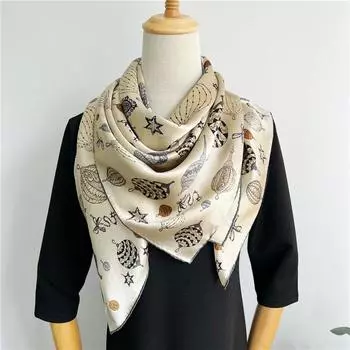 110*110 см квадратный шелковый шарф женский модный принт маленький шейный платок офисный женский пояс для волос носовой платок женский платок шаль шарф 110*110cm белый