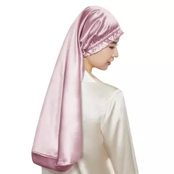 Шелковая ночная шапочка Шелковая шапочка Цилиндрический дизайн Не скатывается до утра Шелковая шелковая ночная шапочка для длинных волос Шапочка для волос Предотвращает секущиеся кончики и спутанность волос Для