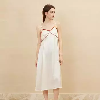 Шелковая пижама Mulberry, сексуальная, новая, без рукавов, шелковая пижама, удобная, женская, ночная рубашка, свободная пижама M бежевый