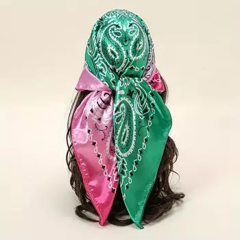 Шелковая шаль, атласный квадратный шарф для женщин, цветочный шейный платок, женский новый ободок, повязки для волос, принт, платок, хиджаб, бандана XXS