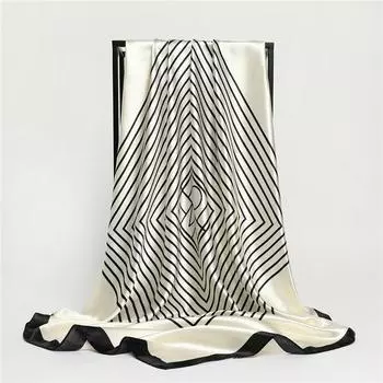 Шелковая шаль с принтом, атласный хиджаб, квадратный шарф для женщин, повязки для волос в стиле ретро, шейный платок, женская повязка на голову, бандана 2021 90x90cm