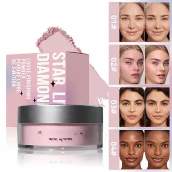 Шелковистая рассыпчатая пудра с контролем жирности, осветляющая водостойкая матовая пудра с бриллиантовой оправой, пудра для макияжа 6g