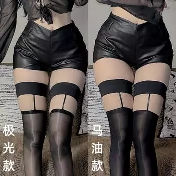 Шелковистые сексуальные чулки женские тонкие блестящие нескользящие высокие носки контрастные гольфы носки с конским маслом Aurora One Size