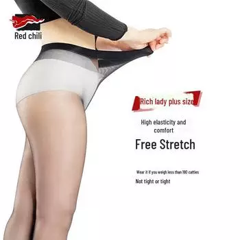 Шелковистые женские прозрачные колготки большого размера Red Pepper Black - прочные, не цепляются, узкий шаговый шов, сексуальный дизайн Large size (140-180 catties)