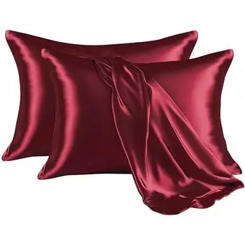 Шелковистый атласный чехол для подушки для волос и кожи, 2 наволочки из шелкового атласа, набор из 2 наволочек размера Queen, с застежкой-конвертом серебряный серый