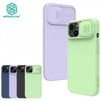 Шелковистый чехол Nillkin CamShield для iPhone 14 Plus, слайдер для камеры, противоударная задняя крышка из жидкого силикона iPhone 14 Plus чёрный