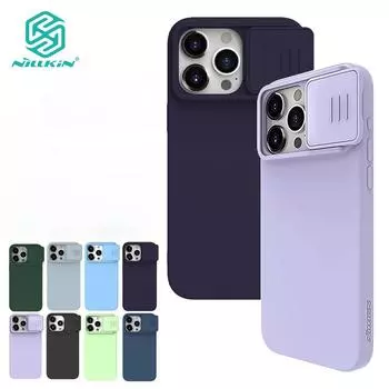 Шелковистый чехол Nillkin CamShield для iPhone 15 Pro Max, чехол для телефона, слайдер для камеры, жидкий силикон, противоударная задняя крышка For iPhone 15 pro max полуночно-синий