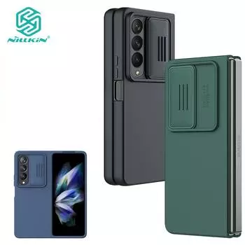 Шелковистый чехол Nillkin CamShield для Samsung Galaxy Z Fold 4, чехол для телефона, слайдер для камеры, жидкий силикон, противоударная задняя крышка Samsung Galaxy Z Fold 4 синий