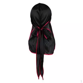 Шелковистый длинный хвост для взрослых в байкерском химиотерапевтическом головном уборе чёрный