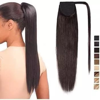 Шелковистый прямой синтетический шнурок длиной 22 дюйма, удлиненный зажим для хвоста 1B