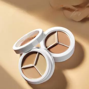 Шелковистый трехцветный консилер Hanlun Meiyu от прыщей, темных кругов и пятен - увлажняющий, стойкий восстанавливающий крем Tri-color