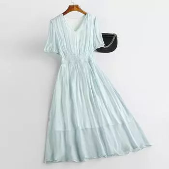 Шелковое платье Mulberry длинное молодежное летнее 2024 новое маленькое минималистичное шелковое платье оптом S