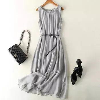 Шелковое платье женское летнее 2024 года новое платье-фея с подтяжками из толстого шелка Ханчжоу юбка из цельного куска шелка One size белый