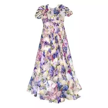 Шелковое платье женское летнее 2025 новое высококачественное платье из шелка тутового шелкопряда с низкой талией и цветочным принтом S