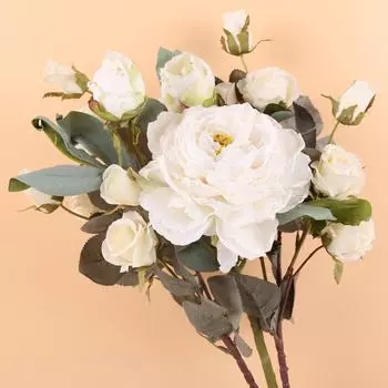 Шелковые цветочные композиции на день святого Валентина Искусственные пионы Розы Реалистичный искусственный букет со стеблями для дома Внутреннее украшение для кофе Декор стола Свадьба розовый