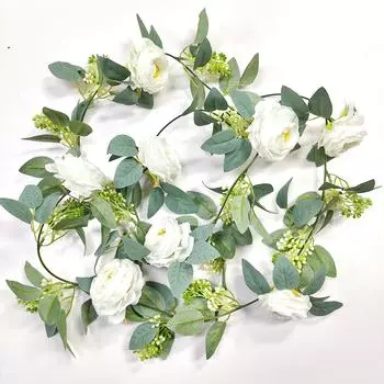 Шелковые искусственные цветы, виноградная лоза, подвесные цветы для стены, рождественские листья из ротанга, искусственные растения розовый