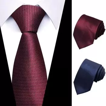 Шелковые клетчатые галстуки, мужские галстуки для вечеринок, деловые официальные мужские деловые повседневные галстуки One Size темно-синий