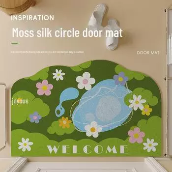 Шелковые кольцевые входные коврики: Грязеотталкивающие, простые в уходе, поддающиеся резке коврики из мха для удаления пыли. 50x80cm High Elastic Silk