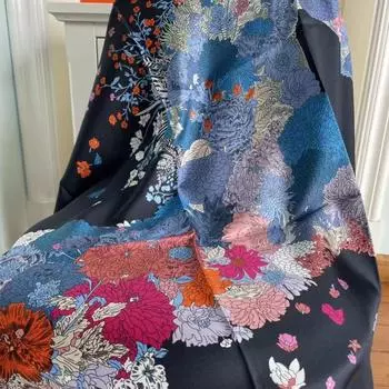Шелковые саржевые женские квадратные шарфы, роскошные шелковые женские банданы, современный простой дизайн, шелковый платок чёрный