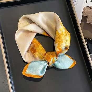 Шелковые шарфы шелковицы, маленький квадратный шарф, шейный шарф, дышащий легкий для женщин, в подарочной упаковке 53x53cm