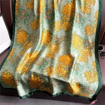 Шелковые шарфы Женские Роскошный бренд Летняя мода Дизайнерский Головной платок Хиджаб Бандана для волос Foulard Femme Bufandas Шарф 180x90cm