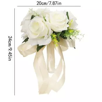 Шелковые свадебные букеты с цветами в руках Искусственные натуральные розы Свадебный букет Белое шампанское Подружка невесты Свадебная вечеринка бежевый