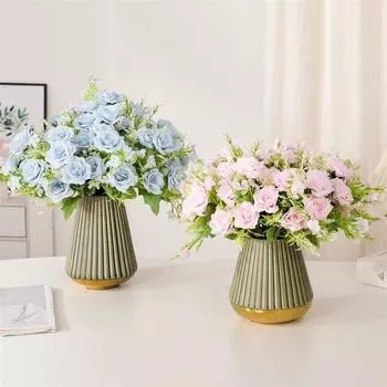 Шелковый цветок 5-вилочная имитация розы искусственный цветок имитация цветочного букета Qibei Jiao Mei свадебное украшение имитация букета белый