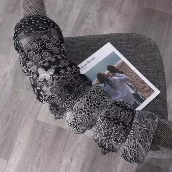 Шелковый цветок с цветочным принтом, кружевной обруч на голову, резинки для волос с вышивкой, аксессуары для волос, широкая повязка на голову